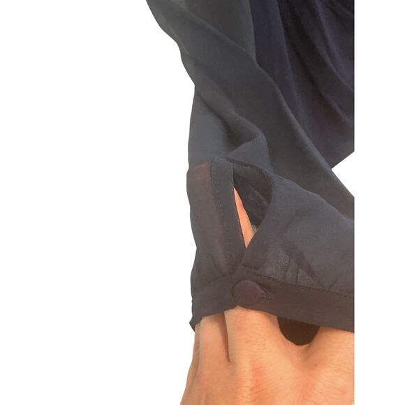 Boden Womens Suplice Top Size US 10 Sheer Sleeves Classic Date Night Navy Blue - Picture 6 of 8